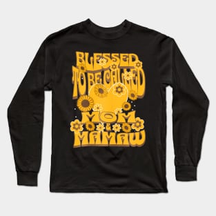 Womens Blessed To Be Called Mom And Mamaw Sunflower Mothers Day Long Sleeve T-Shirt